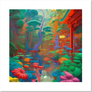 Neon Waterlillies Posters and Art